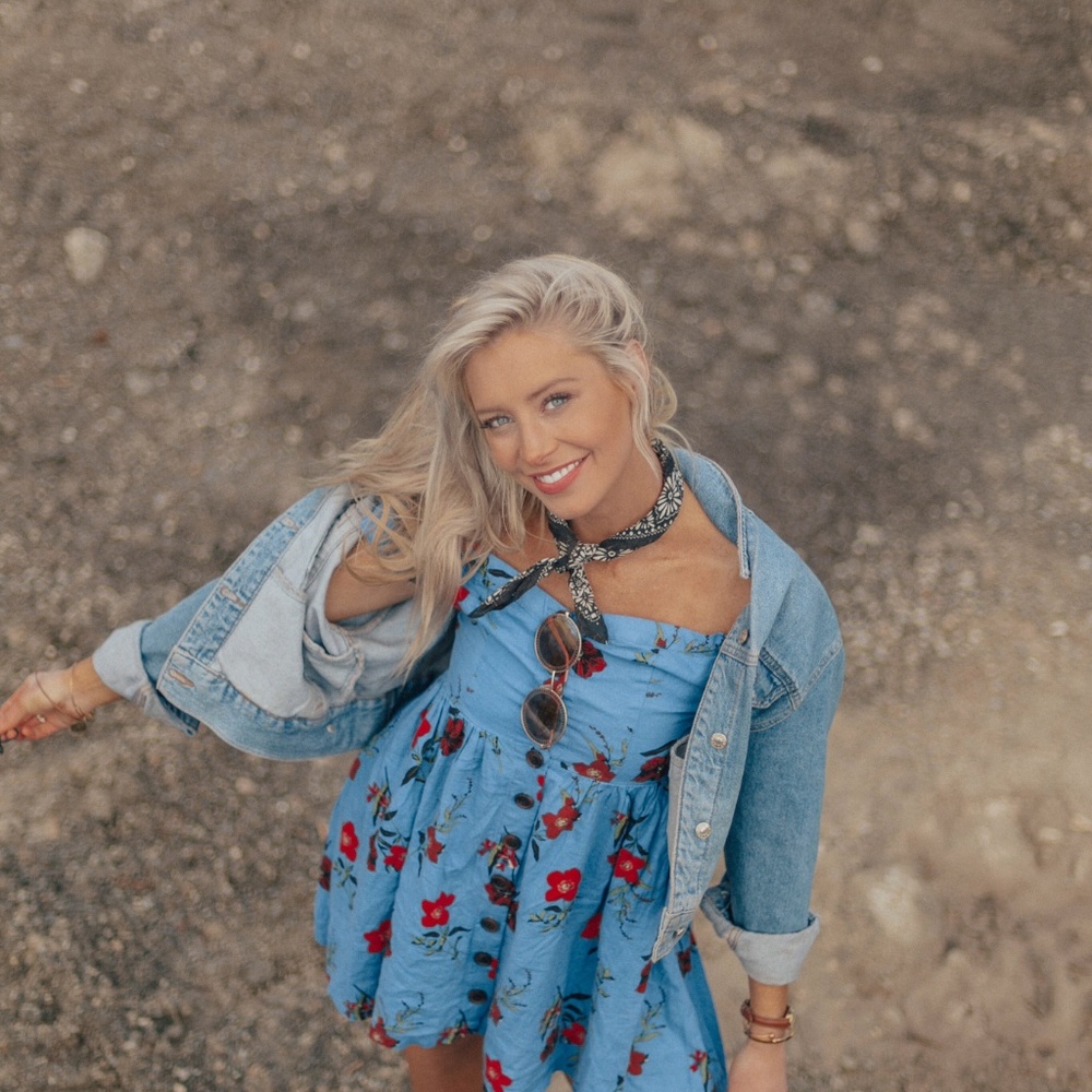 Off the Shoulder Blue Summer Dress - Picture 2 of 2